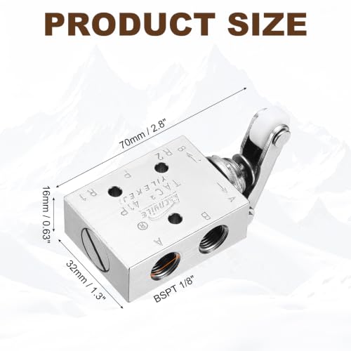 uxcell Hand Lever Valve 2 Position 5 Way Pneumatic Valve, BSPT 1/8"