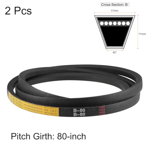 uxcell B80 V-Belts 80" Pitch Length, B-Section Rubber Drive Belt 2pcs - size: 80"