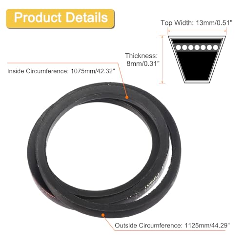 uxcell A42 1/2 Classic Wrapped V-Belt,44" Outer Circ A Profile,Black - size: A42 1/2