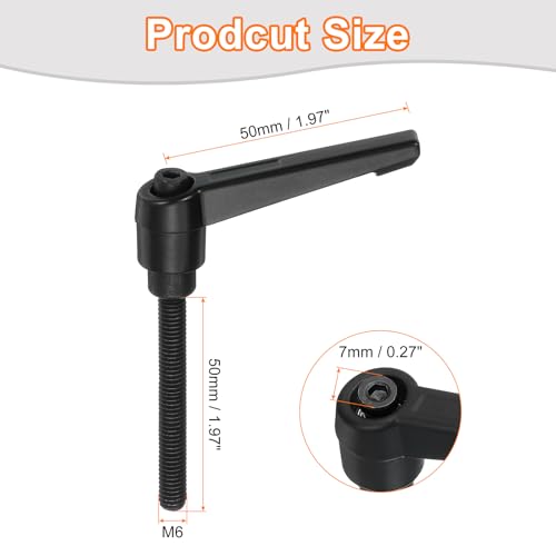 uxcell 1Pcs M6 x 50mm Adjustable Knobs Handle Male Thread Push Button Ratchet Quick Release Locking Rotating Bolt for Lathe Machinery, Black - size: M6 x 50mm