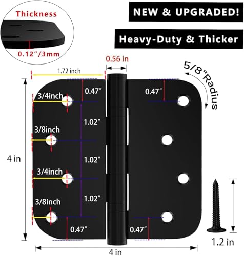 Bartuda Ball Bearing Door Hinges, 4" Stainless Steel Matte Black, Pack of 3 - color: 3 Pack Black, size: 4 inch - 3 pack