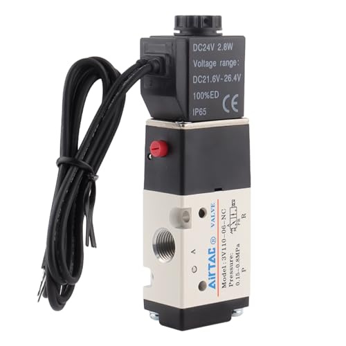 Solenoid Valve DC24V 3/2 Way AirTAC 3V210-08 1/4"PT Outlet Wire Normally Closed Air Pneumatic Electric - size: 1/4"PT, style: 3V210-08 DC24V Out of line