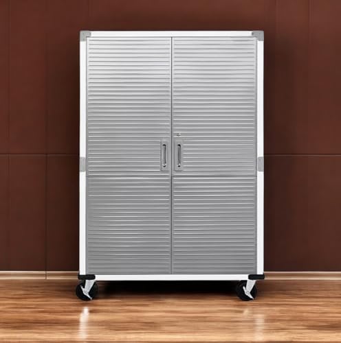 Heavy-Duty Storage Cabinet with Roller Doors, Rolling Casters (White, 48" W x 18" D x 72" H) - color: White, size: 48" W x 18" D x 72" H