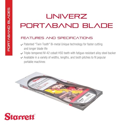 Starrett Univerz Bi-Metal Portaband Saw Blade, 3' 8-7/8" Length, 1/2" Width - style: 14-18 TPI