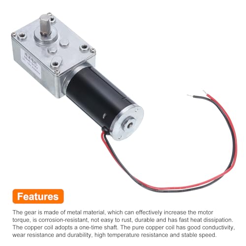 MECCANIXITY DC 12V High Torque Turbine Worm Geared Motor with 8mm Shaft 250RPM Geared Motor with Wire for Electric Fireplace - style: 250 RPM