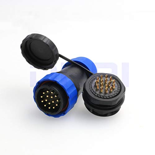 Industrial Threaded Plastic Connector Male Plug HE29 16pin 28mm 10A Panel Mount Waterproof Circular Aviation Connector IP68 for Led (16 pin) - size: 16 pin