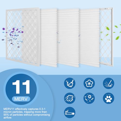 14x14x1 MERV 11 Air Filter, Quality AC/HVAC Furnace Filter,1 Reusable ABS Frame + 4 Pack Replaceable Filter Media,Breathe Fresher and Cost-effective - size: 14" x 14" x 1", style: 4 pack