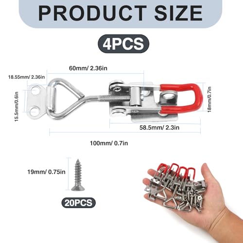 4 Pcs 4001 Toggle Latch Clamp, Stainless Steel Draw Latches