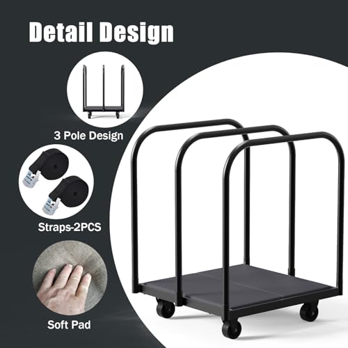 3 Pole Soft Platform Folding Table Cart, Panel Cart with 4Inch Caster - size: 3 Pole With Soft Pad