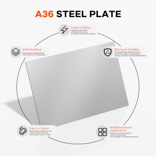 24" x 36" Thin A36 Steel Plate, Flexible Weldable Metal Sheet, Sturdy Steel Panel for Manufacturing, Parts Repair and Heavy Industrial Construction - size: 1 Pack 24" x 36"