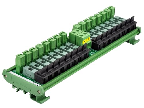 AC Power Distribution Module, Rocker Switch, Fused, Pluggable Top Wiring Terminal Block, DIN Rail and Screw Mount (16 Channel) - style: 16 Channel