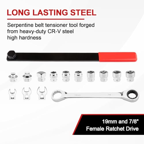 15PCS Serpentine Belt Tool Kit for Belt Removal & Installation