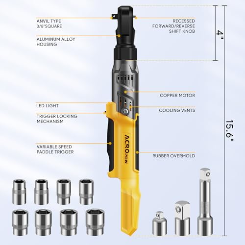 3/8" Cordless Ratchet Wrench for Dewalt 20V Battery, Brushless Motor - size: 13 PCS