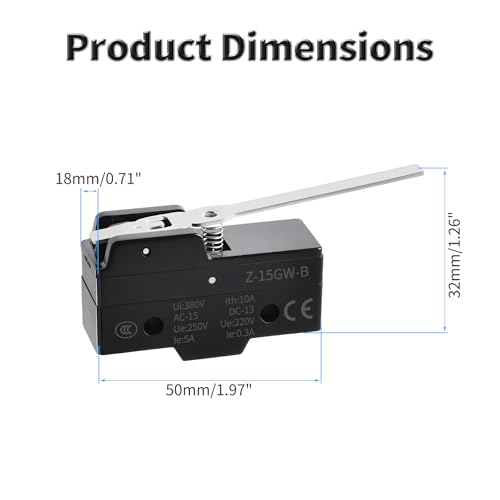 2 Pcs Z-15GW-B Micro Limit Switch, 5A 250VAC Micro Switch, SPDT - color: Z-15GW-B
