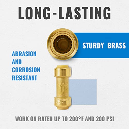 SUNGATOR Check Valve, 1/2 Inch Push-to-Connect Fittings, 6-Pack, Brass - size: 1/2 Inch, style: 6 Pack