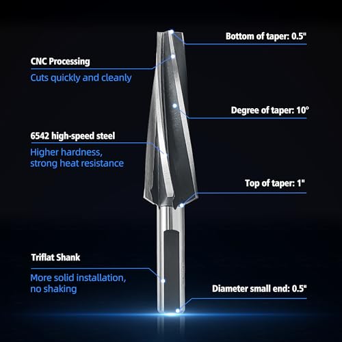 10 Degree Ball Joint Tapered Reamer, Tapered Ball Joint Reamer for 1-1/2" Per Foot Taper, for Fitting Ball Joints and Tie Rod Ends, Made of 6542 High-Speed Tool Steel (10 Degree) - size: 10 Degree