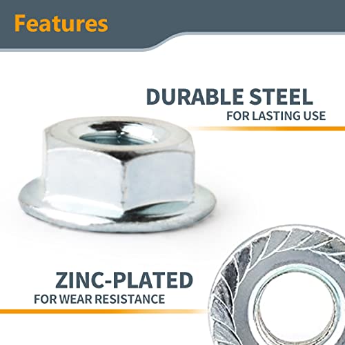 POWERTEC QLN1202 Serrated Flange Hex Lock (M10) Nuts | Premium Carbon Steel Zinc Plated Fasteners – 25 Pack - style: Flange M10