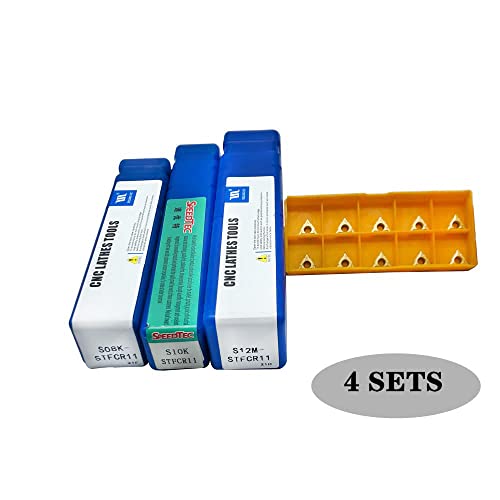 16pcs Indexable Metal Lather Tunring Tools Bit Set 5/16",3/8", 1/2" Shank Boring Bars Turning Tool Holders with TCMT21.51 TCMT110204 Carbide Turning Inserts - color: 3pcs borning bars + TCMT21.51