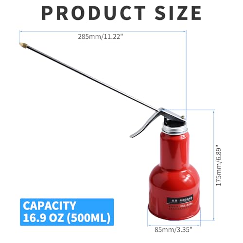 Pump Oiler Can, 500ml, Aluminum, Red - size: 1PCS 500ml/16.9oz