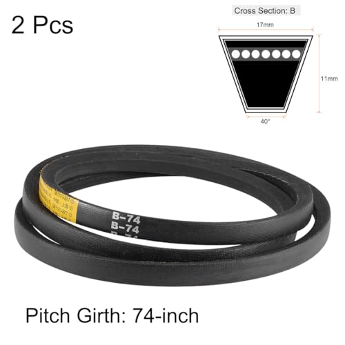uxcell B74 V-Belts 74" Pitch Length, B-Section Rubber Drive Belt 2pcs - size: 74"