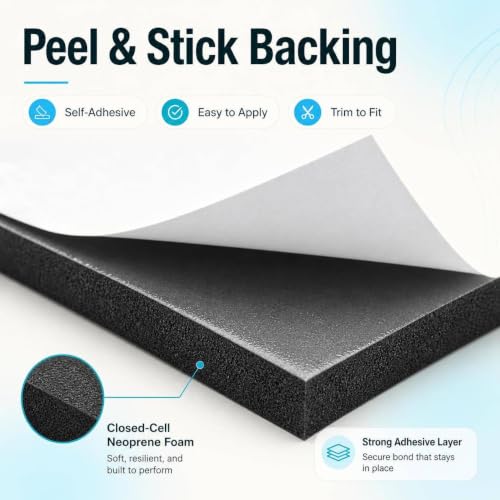 DGSL Foam Insulation Neoprene Sheets with Adhesive, 12''W x 59''L x 1/4''T - color: Black, size: 12 in x 59 in x 1/4 in