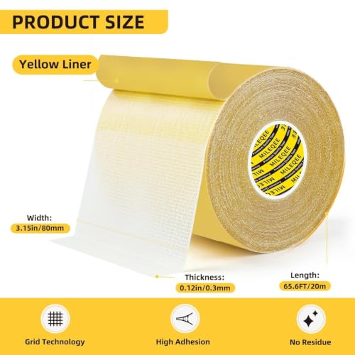 High Tack Double Sided Tape Heavy Duty Grid Mesh Stick,3.2" x 66FT - size: 1 Pack, 3.2" x 66FT