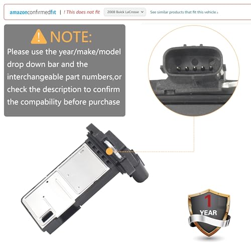 Mass Air Flow Sensor for Toyota Sequoia 2005-2019 / Tacoma 2005-2019 / Tundra 2006-2010 Replace OE# 222040F030 2220475030 74-50056