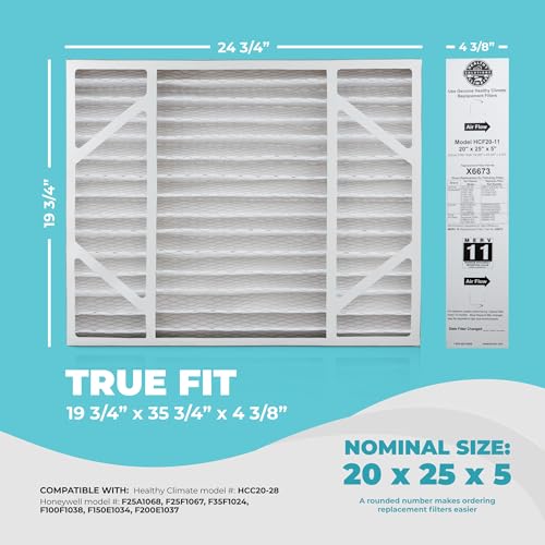 Lennox X6673 20x25x5 Air Filter MERV 11 HVAC AC Furnace Filters, Lennox Healthy Climate Filter for Home with Cleaning Cloth, 2-Pack (Actual Size: 19.75 x 24.75 x 4.38 Inches)