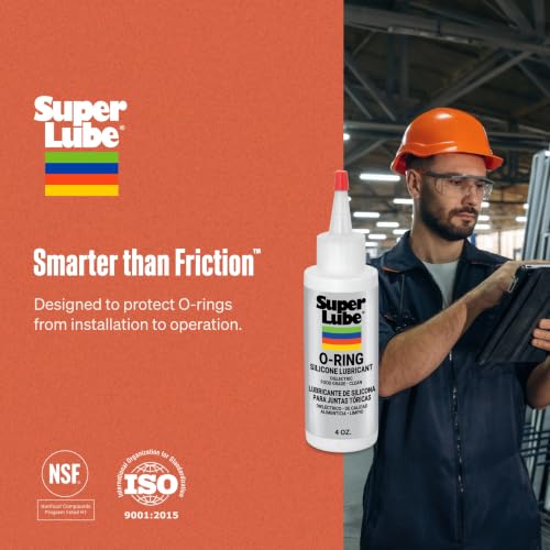 Super Lube O-Ring Silicone Lubricant - Waterproof Silicone & Rubber Seal Grease - Heat Stable Lubricant & Oxidation Protection - Food Grade H1 Grease - Clear - Bottle - 4 oz (56204)
