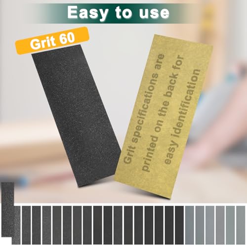 20PCS Sand Paper 60 Grit Sandpaper Sheets, 9 x 3.6 Inch Wet Dry Sandpaper Sheets, Sand Paper for Metal, Wood Furniture, Automotive and Crafts - color: B-60 Grit 20pcs