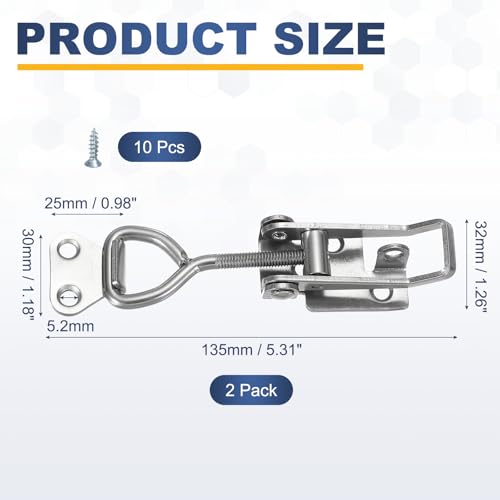 HARFINGTON 2pcs 4002 Toggle Latch Clamp Adjustable SUS304 with Lock Hole - color: Silver