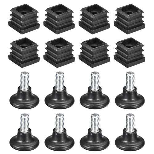 uxcell 8Pcs Inserts for Square Tubes with Leveling Feet, 0.79"x0.79" OD - size: 0.79"x0.79"
