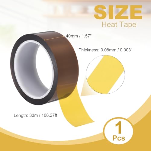 uxcell Heat Tape,40mmx33m(108ft) Heat Transfer Tape(0.08mm T,Brown) - size: 40mm