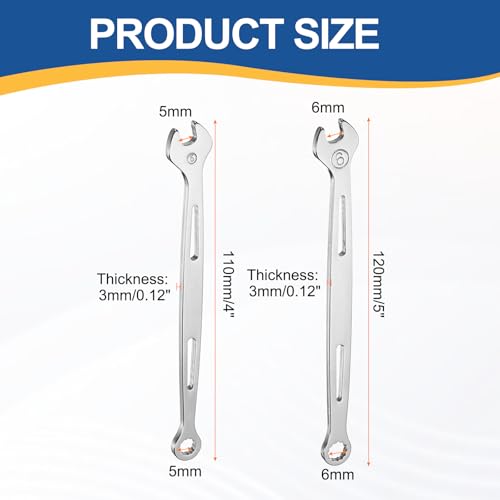 HARFINGTON 2Pcs Combination Wrench 5/6mm Metric 12-Point Box and Open End - size: 5mm/6mm