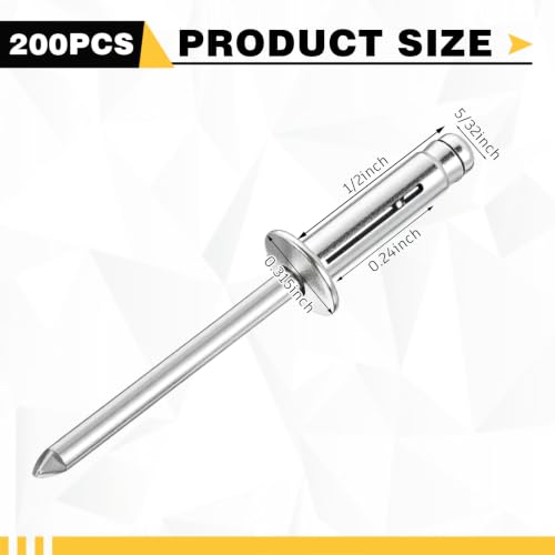 LEIFIDE 200 Pcs 5/32" X 1/2" Trifold Rivets Assortment, Silver - color: Silver, size: 5/32" X 1/2"