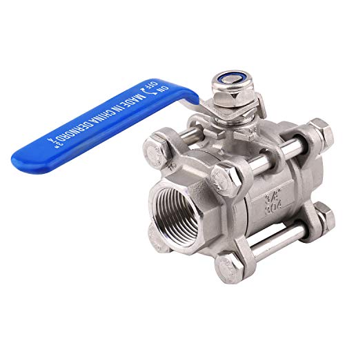 DERNORD Ball Valve 3/4 Inch NPT Threaded - Stainless Steel 304 Female 3 Piece Full Port - size: 3/4" NPT Female