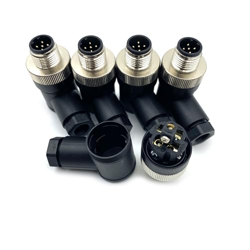 5 Pcs M12 5 Pin B Code Male Connector, IP67 Waterproof B Code Industrial Circular Connector Field Assembly Wireable Adapter Unshielded Right Angle Type Sensor for PG7 Cable 125V 4A - size: M12 5Pin B Code male Right Angle