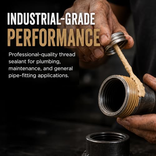 SUPPLYGIANT Gold Thread Sealant 8 oz Pipe Thread Compound with NSF Certification Non Toxic Formula Industrial Grit - size: 8 Ounces