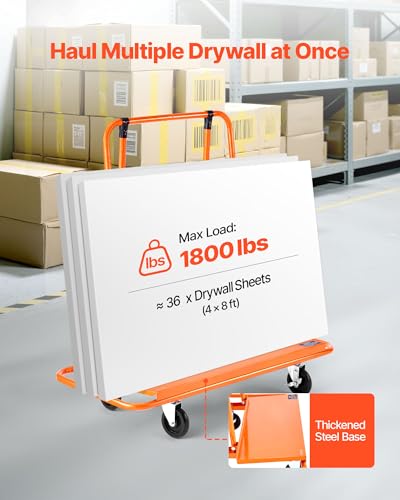 VEVOR Heavy-Duty Panel Dolly, Drywall Cart Features 45.28" x 21.8" Deck & 5" Swivel Wheels, Drywall Sheet Cart, Handling Wall Panel, Sheetrock, Lumber, Ideal for Garage, Home, Warehouse