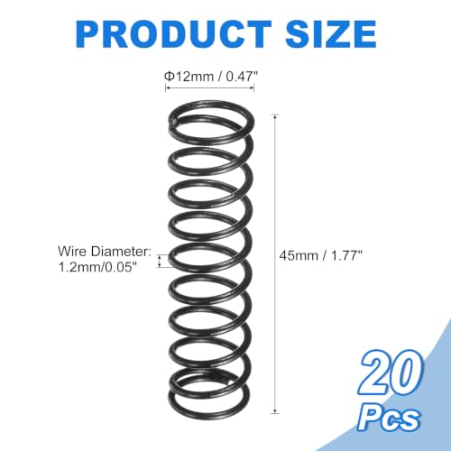 uxcell 30Pcs Compression Spring 12mm OD 1.2mm Wire Size 45mm Free Length - color: Black, size: 12mm x 1.2mm x 45mm