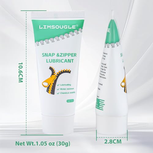 Zipper Lubricant for Plastic & Metal - Non-Staining Lube Silicone Grease for Zippers on Clothing, Wetsuits, Boat Covers, Dresses & More, Marine-Grade with Applicator Brush, 1.05 oz - size: 1-PACK
