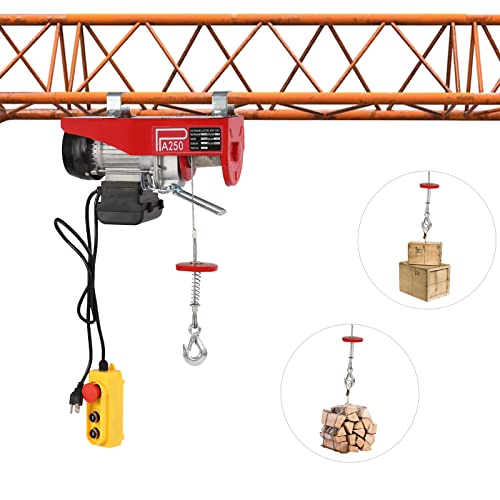 Electric Hoist, Electric Winch, Steel Electric Lift, 110V Electric Hoist with Remote Control and Single/Double Slings for Lifting in Factories, Warehouses, Construction Site (250kg/551lbs) - size: 250kg/551lbs