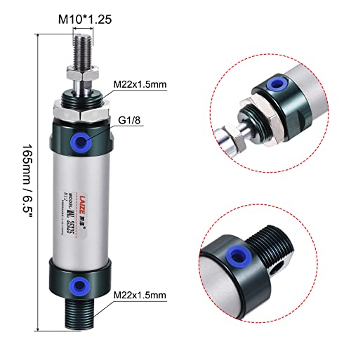 MECCANIXITY Pneumatic Air Cylinder Double Action MAL25X25 25mm Bore 25mm Stroke with Y Connector and 4Pcs Quick Fitting Set - size: 25X25 mm
