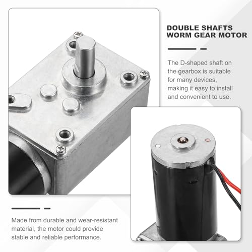 MECCANIXITY DC12V Worm Gear Motor, 12RPM 8mm D Shaft Self-Locking High Torque Speed Reduction Gear Motor for Automotive, Home Appliances, Robotics - style: 12V 12RPM