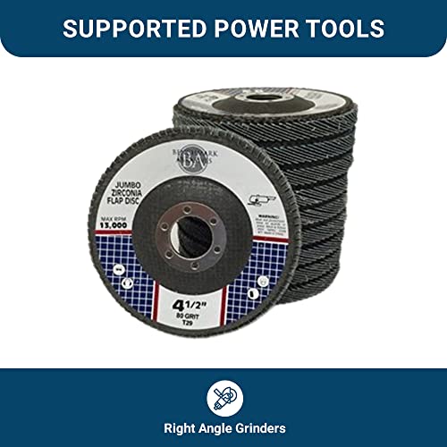 Benchmark Abrasives 4.5" x 7/8" Zirconia Type 29 Flap Discs, 80 Grit - style: 80 Grit | 100 Count