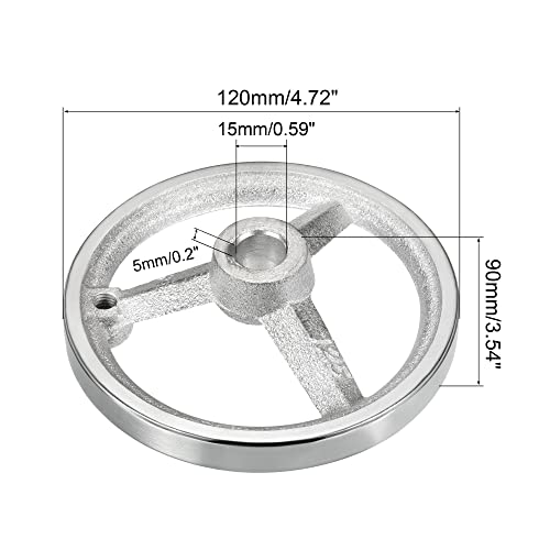 PATIKIL 120mm/4.72 Inch Diameter Rotary Handwheel, 1 Pack Cast Iron Chrome Plated with Handle for Many Types of Milling Machines and Lathes, Silver Tone - size: 4.72 Inch