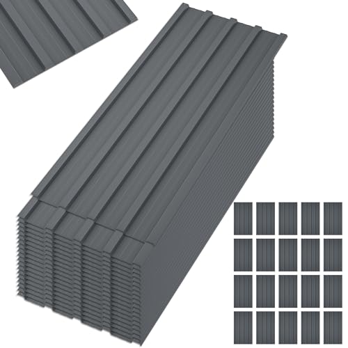 Metal Roofing Panels 20 Pcs 99 sq.ft Roof Panels Galvanized Steel with Screw Resistant,Versatile and Durable Suitable for Garages,Sheds, Stables and Mobile Homes Gray - color: Gray, size: 20pcs/L42.52"