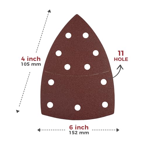 S SATC 50 PCS Mouse Sander Sandpaper 11 Holes 180 Grit Detail Sander Sandpaper Palm Sander Paper Hook and Loop Sander Pads Triangular Sanding Sheets - style: 50PCS 11 Hole 180 Grit