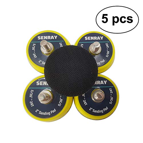 5PCS 2 Inch Backing Pad - 5/16"-24 Thread Hook and Loop Backing Pad Buffing Plate for Air Sander and Dual Action Car Polisher - color: 2 Inch / Yellow, size: 5/16"-24 Thread