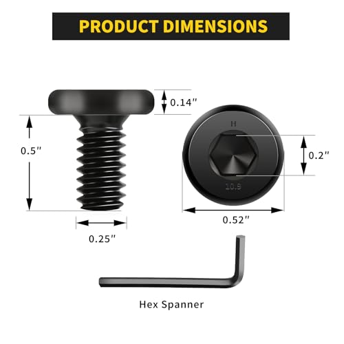 Socket Cap Machine Screws 1/4 x 1/2 25PC, Flat Head Hex Socket - size: 1/4-20 x 1/2, style: Flat